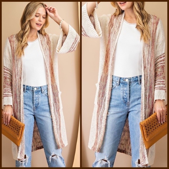 easel Sweaters Easel Boho Open Front Long Cardigan Knit Poshmark